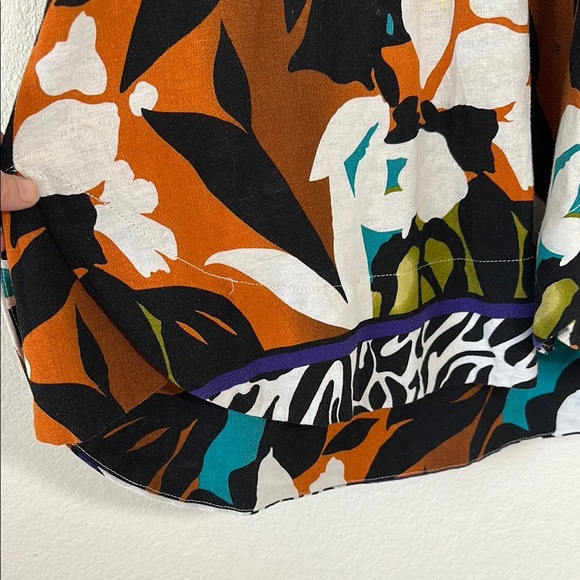 For Cynthia LINEN BLEND Dress Balloon/Puff Short Sleeves Floral Small - Picture 6 of 6